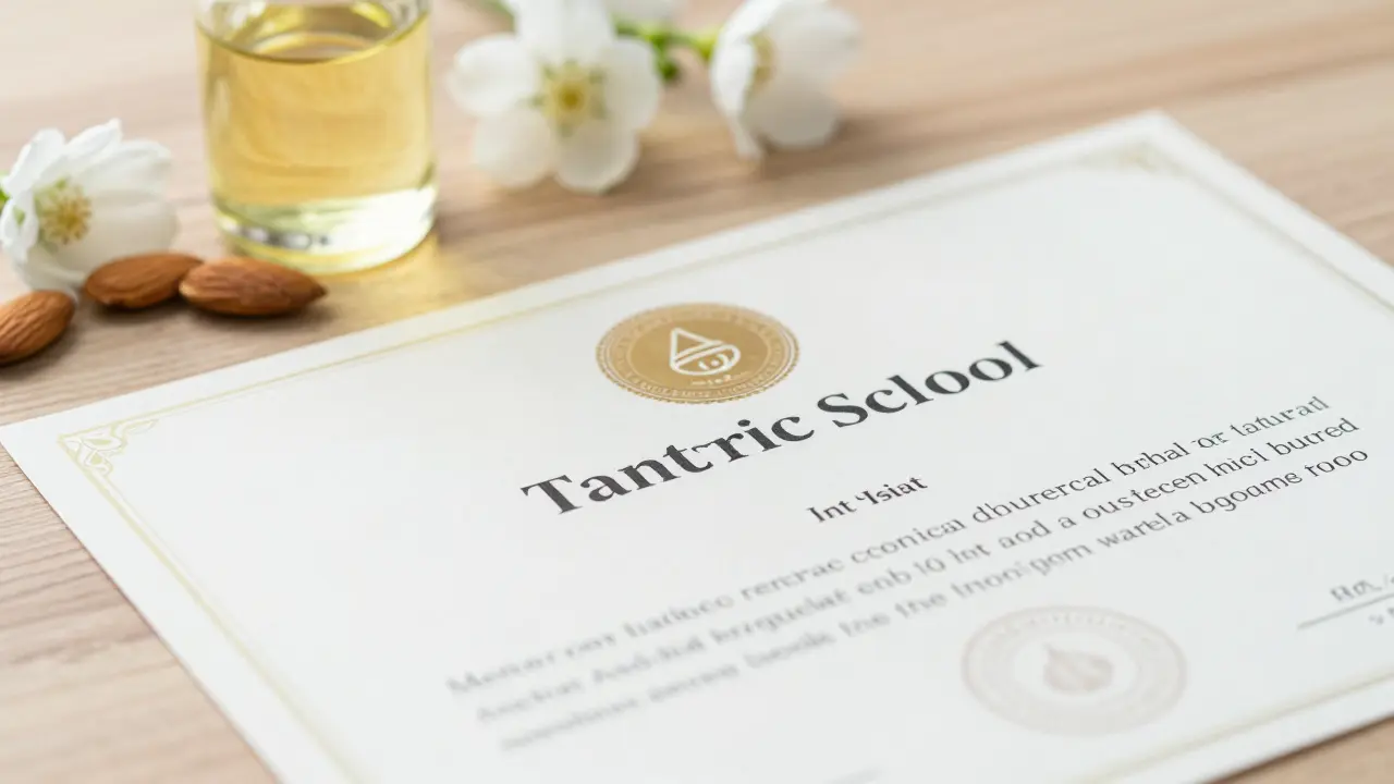 Certifikát terapeuta vedle přírodních olejů a květin