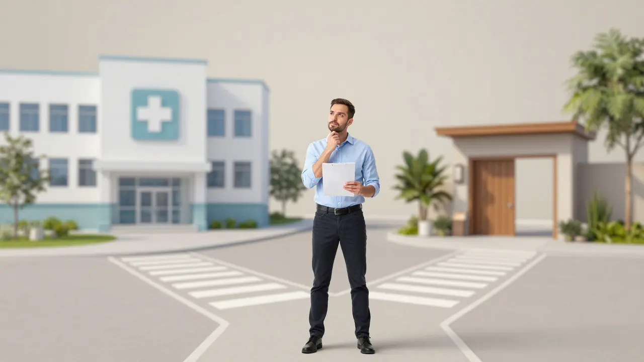 Muž volí mezi lékařskou péčí a wellness terapií
