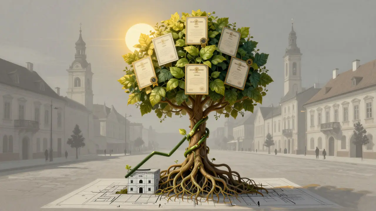 Koncepční ilustrace růstu oboru tantra na základě správné dokumentace
