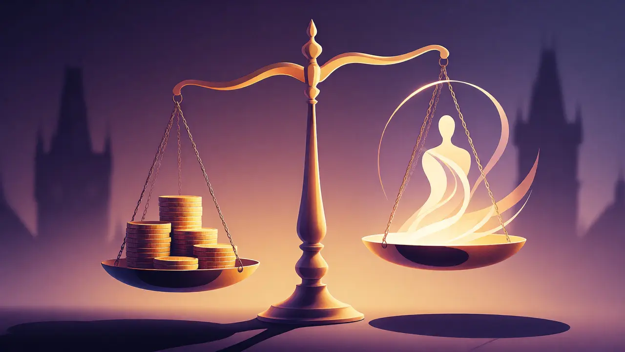 Konceptuální ilustrace rovnováhy mezi úsporami a wellness